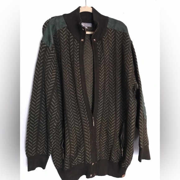 Vintage Silversilk Mens Green Textured Button Cardigan Sweater Size 3XL - Picture 3 of 9